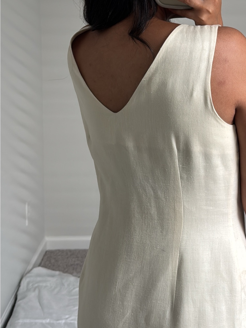 Vintage 90s linen v neck button dress - Picture 2 of 5